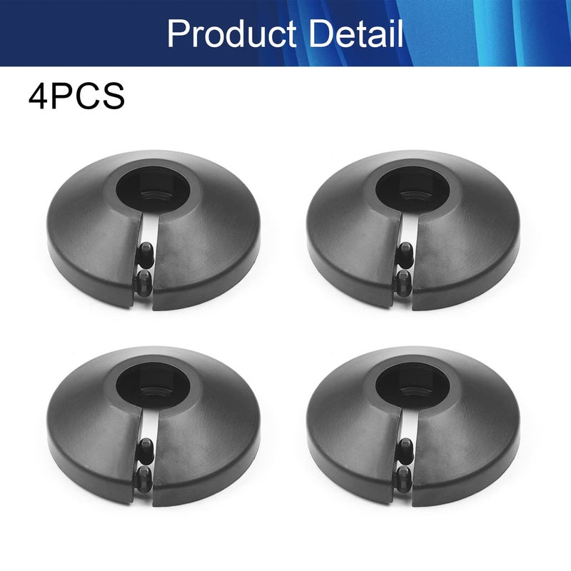Juvielich Decorative Pipe Cover Fit 3/8 inch Outer Diameter Flange Water Pipe Cover Decoration Black 10mm Pipe Cover Radiator PP Plastic Escutcheon Collar for 0.39"" Wall Pipe Tube Decoration 4Pcs - Image 3